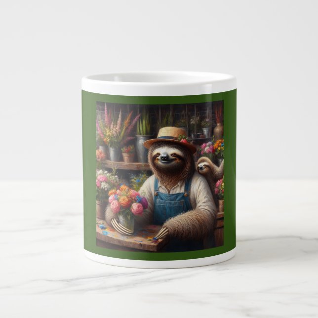 Sloth Florist Jumbo-Tasse (Vorderseite)