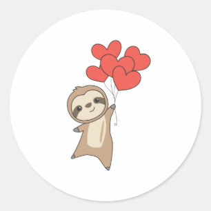Sloth For Valentine's Day Cute Animals With Hearts Runder Aufkleber