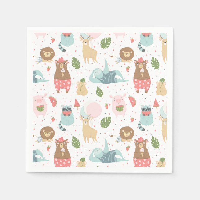 Sloth & Friends Pattern Serviette (Vorderseite)