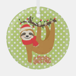 Sloth Frohe Weihnachten Niedlicher Feiertag Tier Ornament Aus Glas