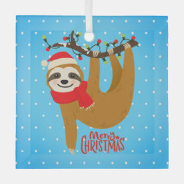 Sloth Frohe Weihnachten Niedlicher Feiertag Tier Ornament Aus Glas