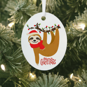 Sloth Frohe Weihnachten Niedlicher Feiertag Tier Ornament Aus Metall