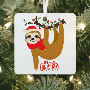 Sloth Frohe Weihnachten Niedlicher Feiertag Tier Ornament Aus Metall