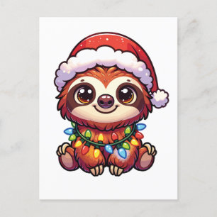 Sloth Frohe Weihnachts-Wintertiere Niedliche Sloth Feiertagspostkarte