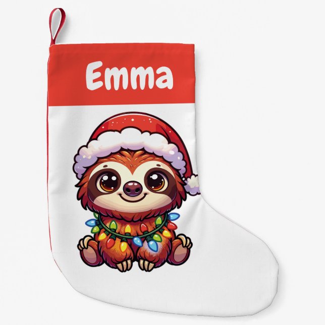 Sloth Frohe Weihnachts-Wintertiere Niedliche Sloth Kleiner Weihnachtsstrumpf (Vorderseite)
