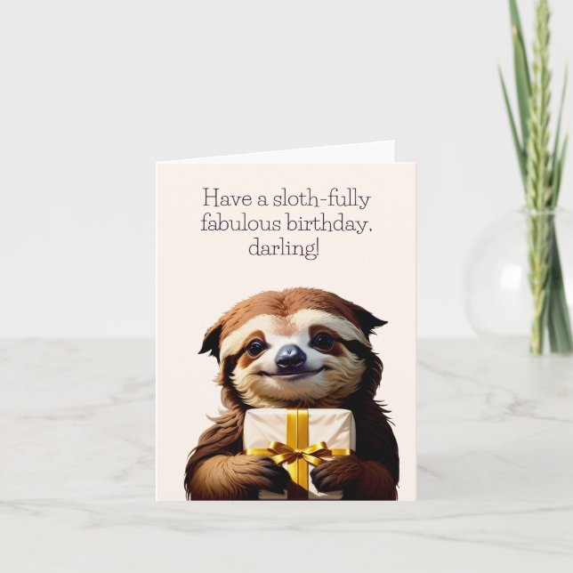 Sloth Funny Birthday Card Karte (Vorderseite)
