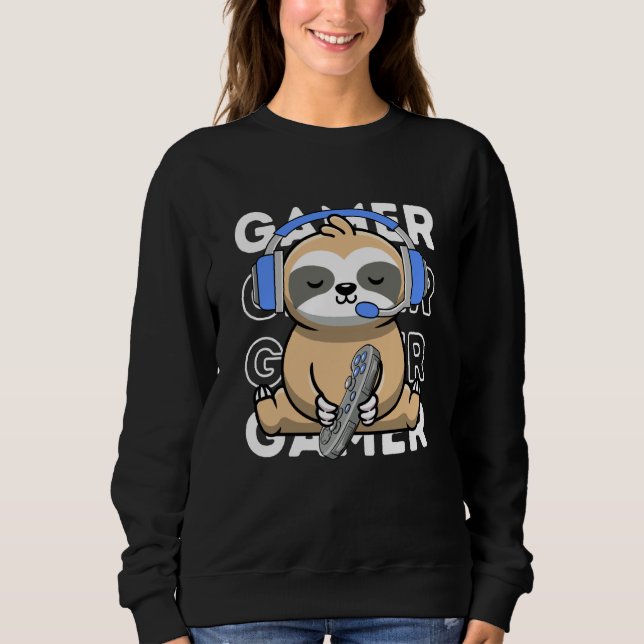 Sloth Gamer Cute Sloth Playing Video Games Boys Ki Sweatshirt (Vorderseite)