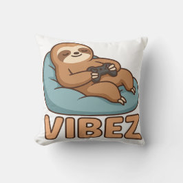 Sloth Gamer Vibes Pillow – Chill Bean Bag Controll Kissen