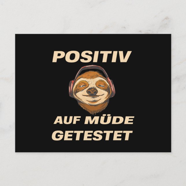 Sloth getestet positiv für getired postkarte (Vorderseite)