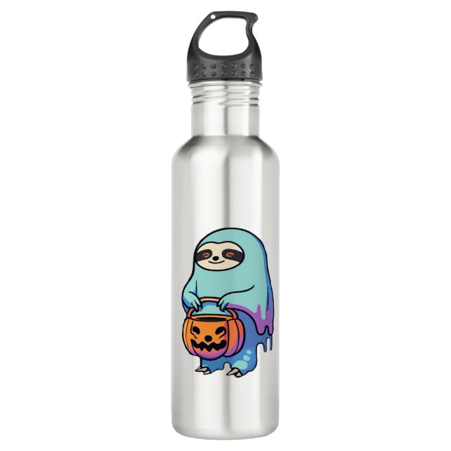 Sloth Ghost Halloween Oversifizierter T - Shirt Edelstahlflasche (Vorderseite)