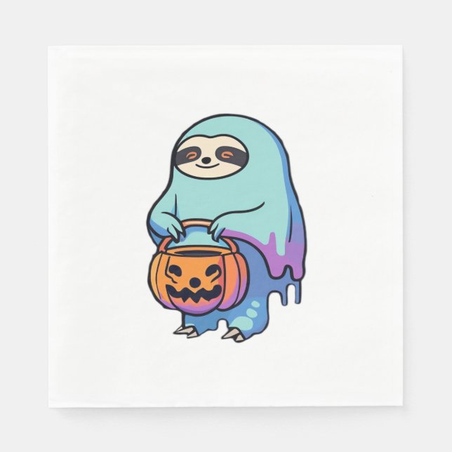 Sloth Ghost Halloween Oversifizierter T - Shirt Serviette (Vorderseite)
