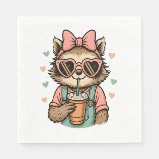 Sloth Girl Coffee Lover Serviette