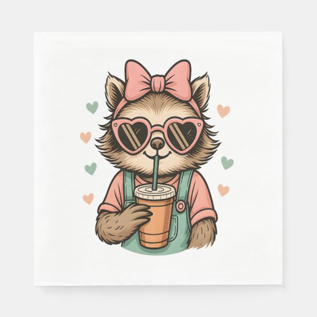 Sloth Girl Coffee Lover Serviette (Vorderseite)