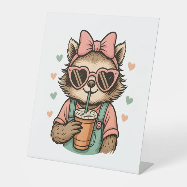 Sloth Girl Coffee Lover Sockelschild (Vorderseite)