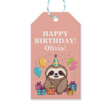 Sloth Girl Happy Birthday Pink Personalisiert