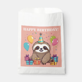 Sloth Girl Happy Birthday Pink Personalisiert Geschenktütchen