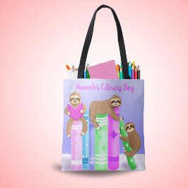 Sloth Girl's Reading Library Bag Personalisiert