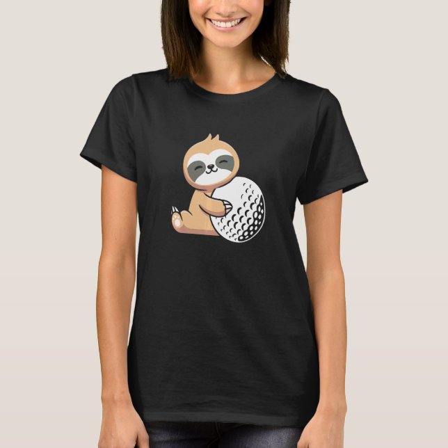Sloth Golf Niedlich Sloth Holding Golf Ball Sport T-Shirt (Vorderseite)