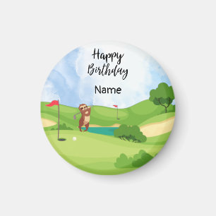 Sloth Golfer ist auf Grün für Geburtstag Magnet