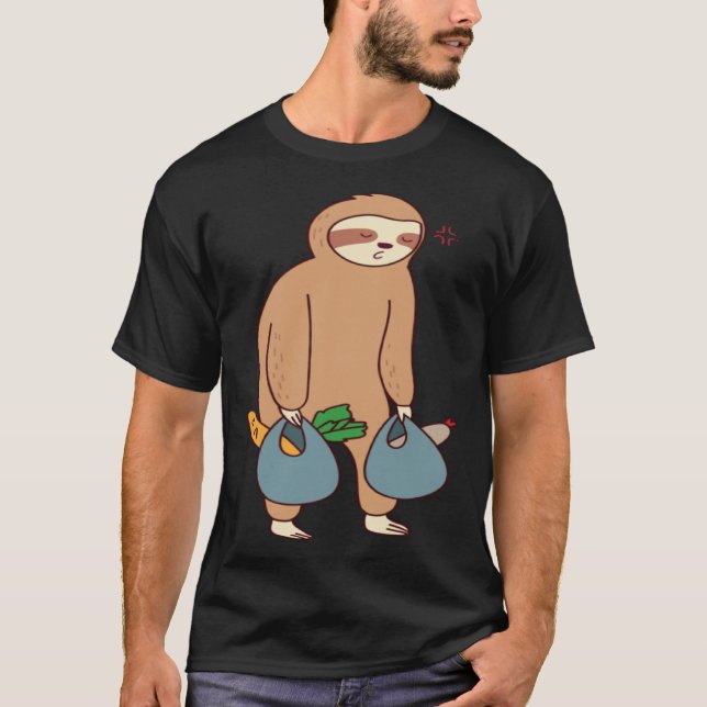 Sloth Grocery Falling Asleep Ironic Niedlich Sloth T-Shirt (Vorderseite)