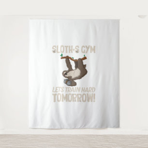 Sloth Gym Lasse hart trainieren Morgen Wandteppich