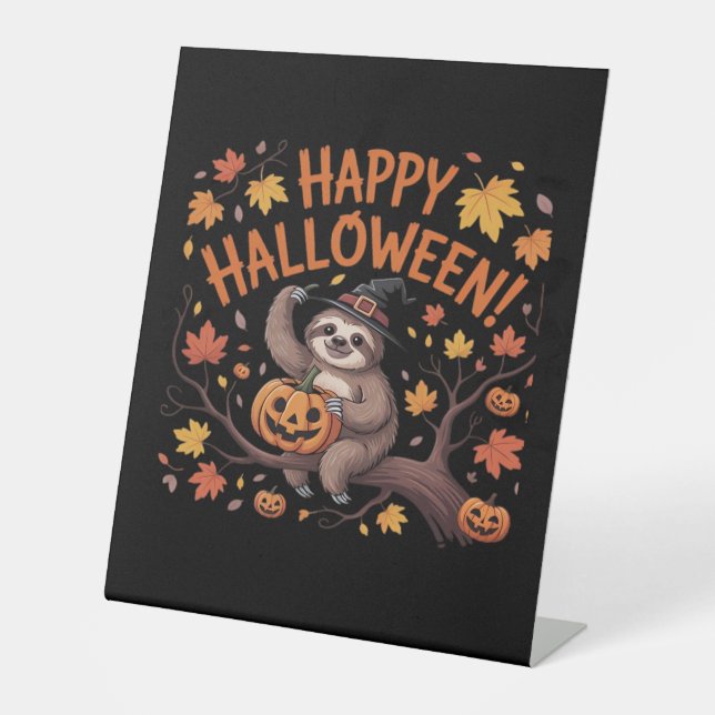 Sloth Halloween Day Oversified T - Shirt Sockelschild (Vorderseite)
