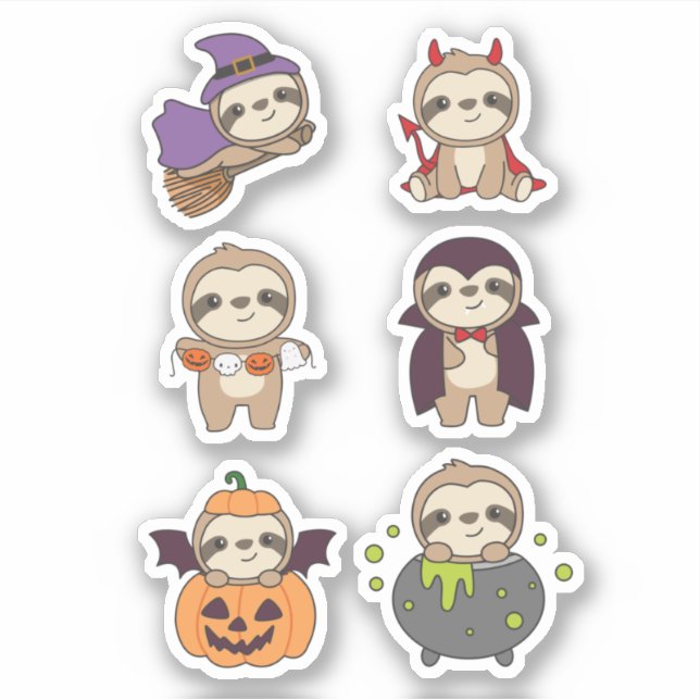 Sloth Halloween Devil Pumpkin Vampire Costume Aufkleber (Vorderseite)