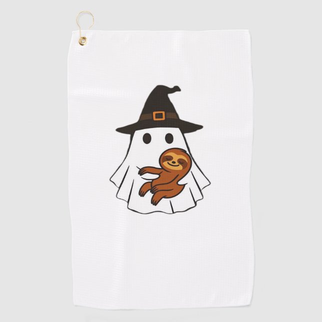 Sloth Halloween Ghost Witch Hat Animal Lovers Boys Golfhandtuch (Vorderseite)