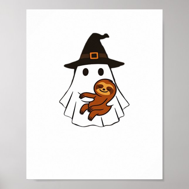 Sloth Halloween Ghost Witch Hat Animal Lovers Boys Poster (Vorne)