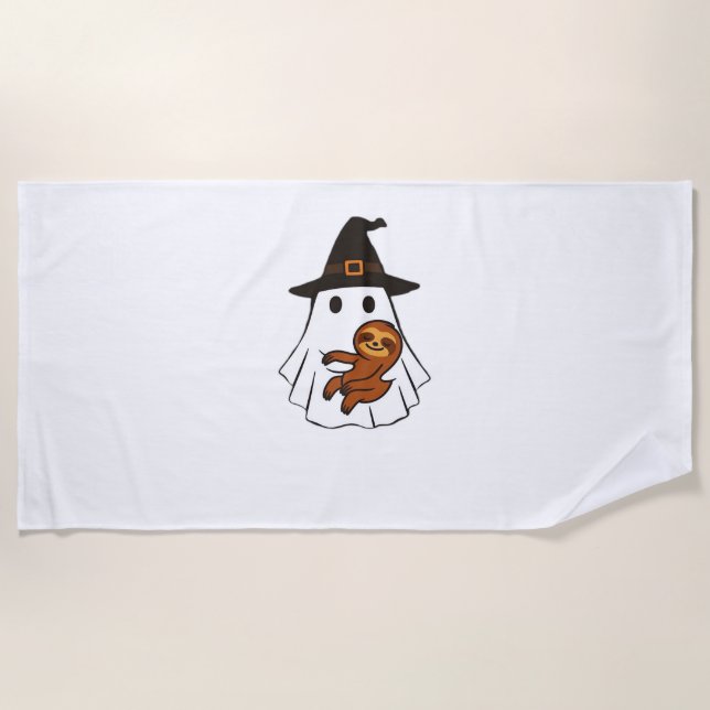 Sloth Halloween Ghost Witch Hat Animal Lovers Boys Strandtuch (Vorderseite)