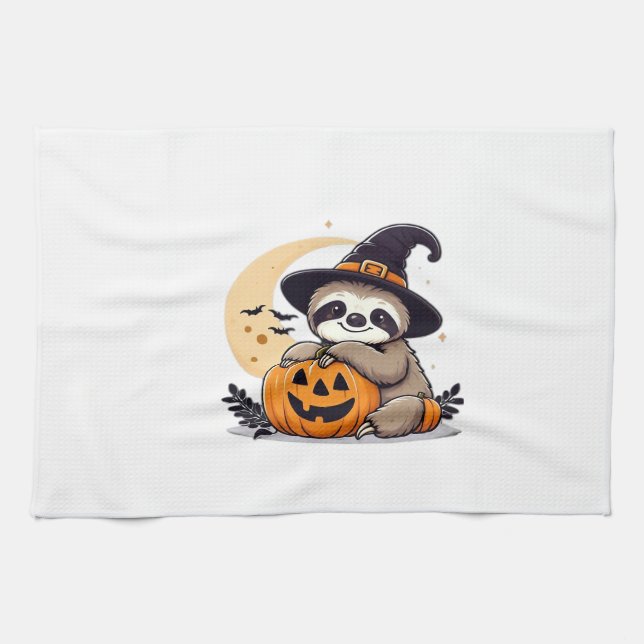 Sloth Halloween Motif Cute Classic T-Shirt Geschirrtuch (Horizontal)