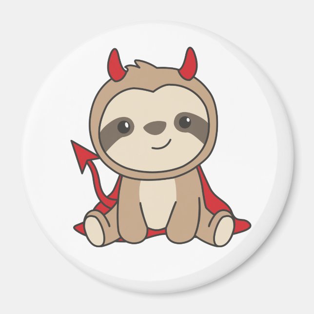 Sloth Halloween Niedlich Devil Hexenkostüm Magnet (Vorne)