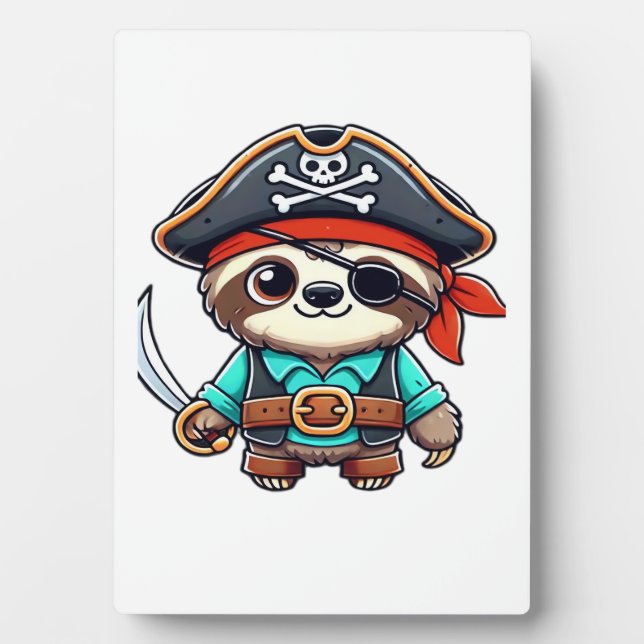 Sloth Halloween Pirate Kids Women Men Sloth Classi Fotoplatte (Vorderseite)