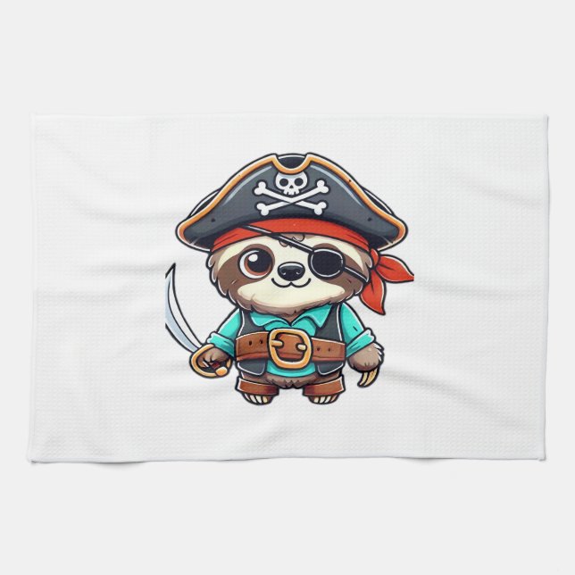 Sloth Halloween Pirate Kids Women Men Sloth Classi Geschirrtuch (Horizontal)