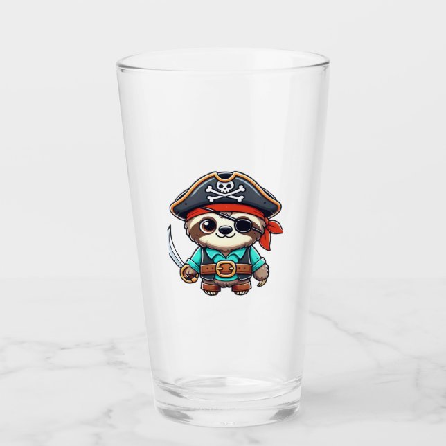 Sloth Halloween Pirate Kids Women Men Sloth Classi Glas (Vorderseite)