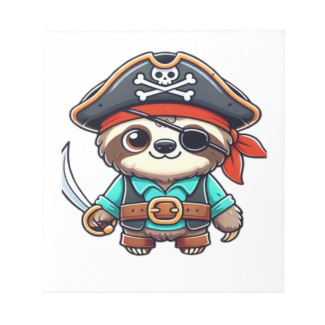 Sloth Halloween Pirate Kids Women Men Sloth Classi Notizblock (Vorderseite)
