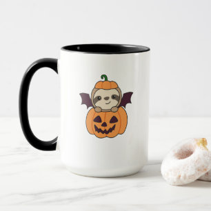 Sloth Halloween Pumpkin Bat Costume Tasse