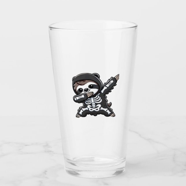 Sloth Halloween Skeleton Kids Women Men Sloth Clas Glas (Vorderseite)