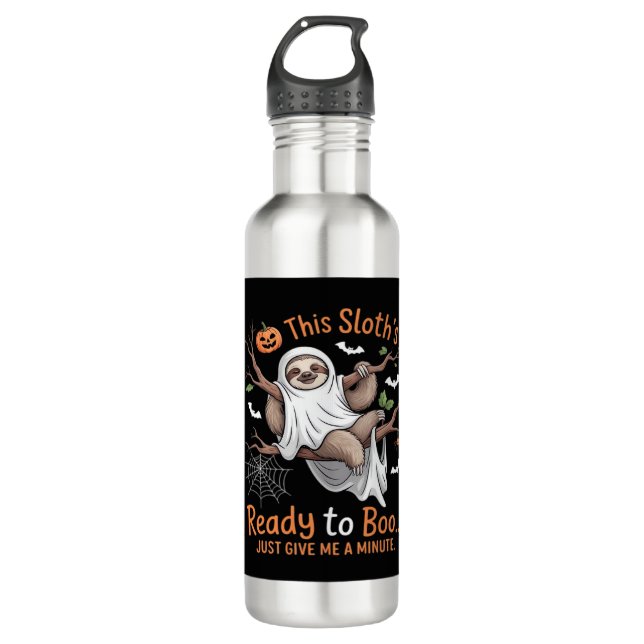 Sloth Halloween Sloths Niedlich Bat Vampire Essent Edelstahlflasche (Vorderseite)