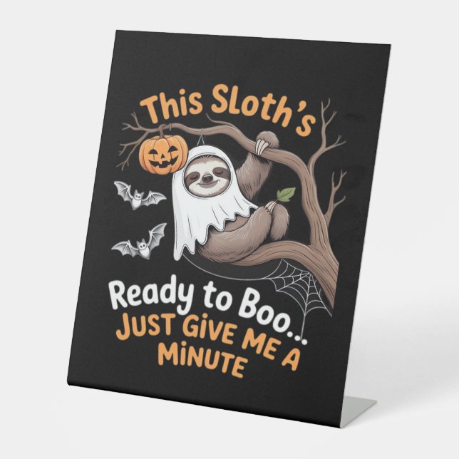 Sloth Halloween Sloths Niedlich Bat Vampire Essent Sockelschild (Vorderseite)