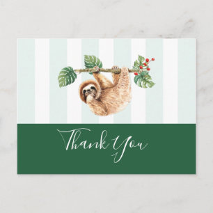 Sloth Hanging Upside Watercolor Vielen Dank Postkarte