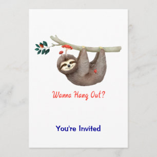Sloth Hanging von Branch TEXT Wanna Hang Out? Einladung