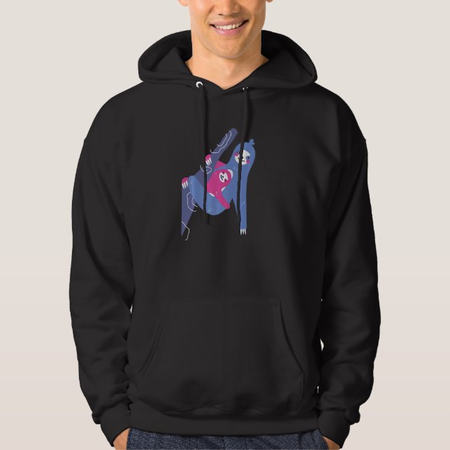 Sloth Hanging with Baby on the Tree Branch  Sloth Hoodie (Vorderseite)