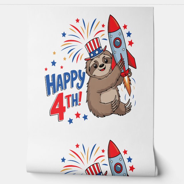 Sloth Happy 4th Rocket Fireworks USA Tapete (Abrollen)