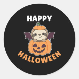 Sloth Happy Halloween Pumpkin Bat Costume Runder Aufkleber