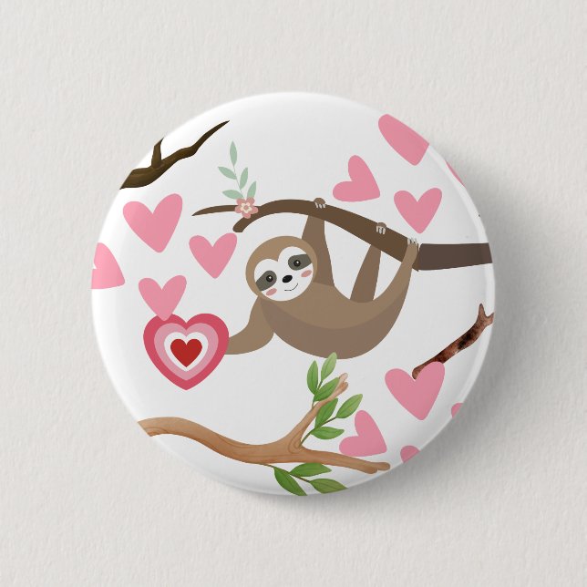 Sloth Heart Button (Vorderseite)
