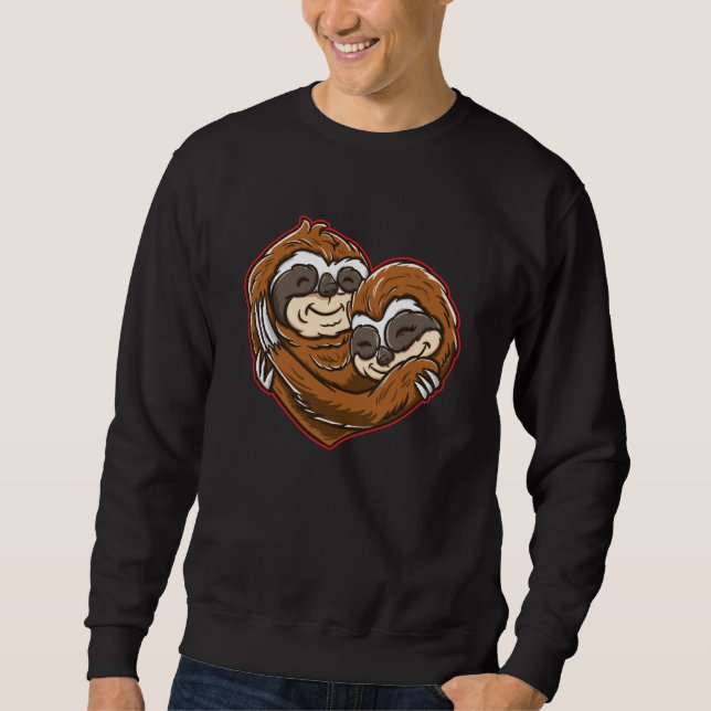 Sloth Heart Shape Sloths Love Couple Valentines Da Sweatshirt (Vorderseite)