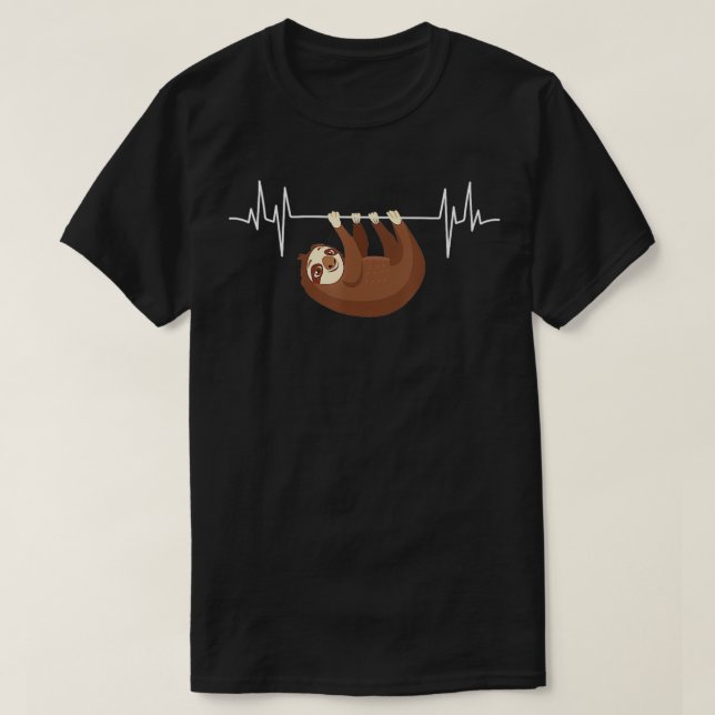 Sloth Heartbeat auf EKG Line Kleidungsgeschenk T-Shirt (Design vorne)