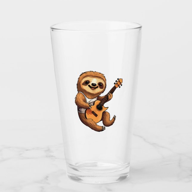 Sloth Holding Guitar Santa Hat Glas (Vorderseite)