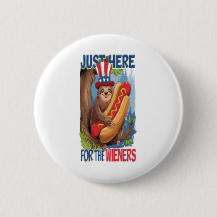 Sloth Hot Dog 4. Juli GRILLEN Button